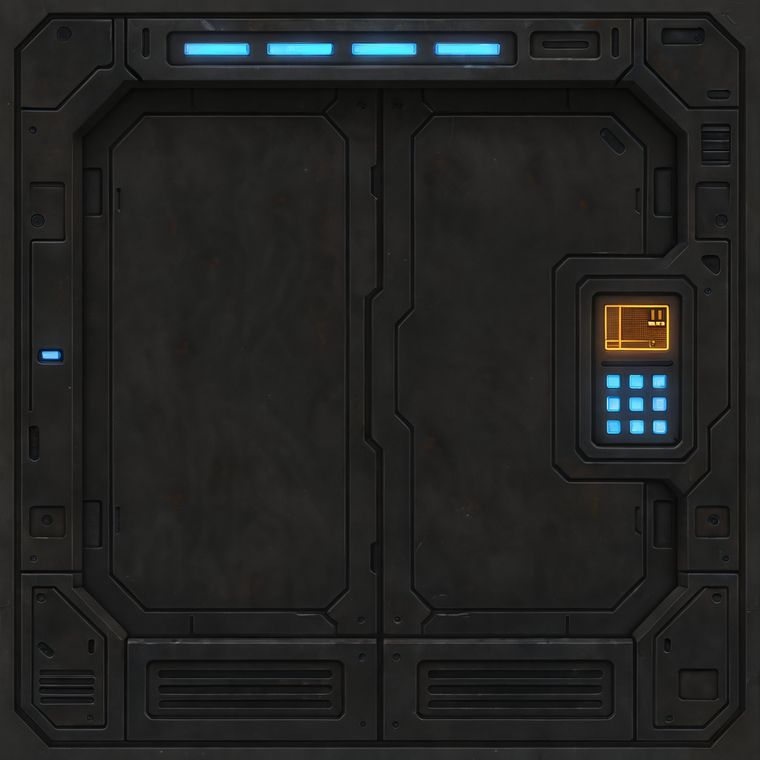 Przykładowa tekstura PBR — drzwi Sci-Fi, wersja czysta